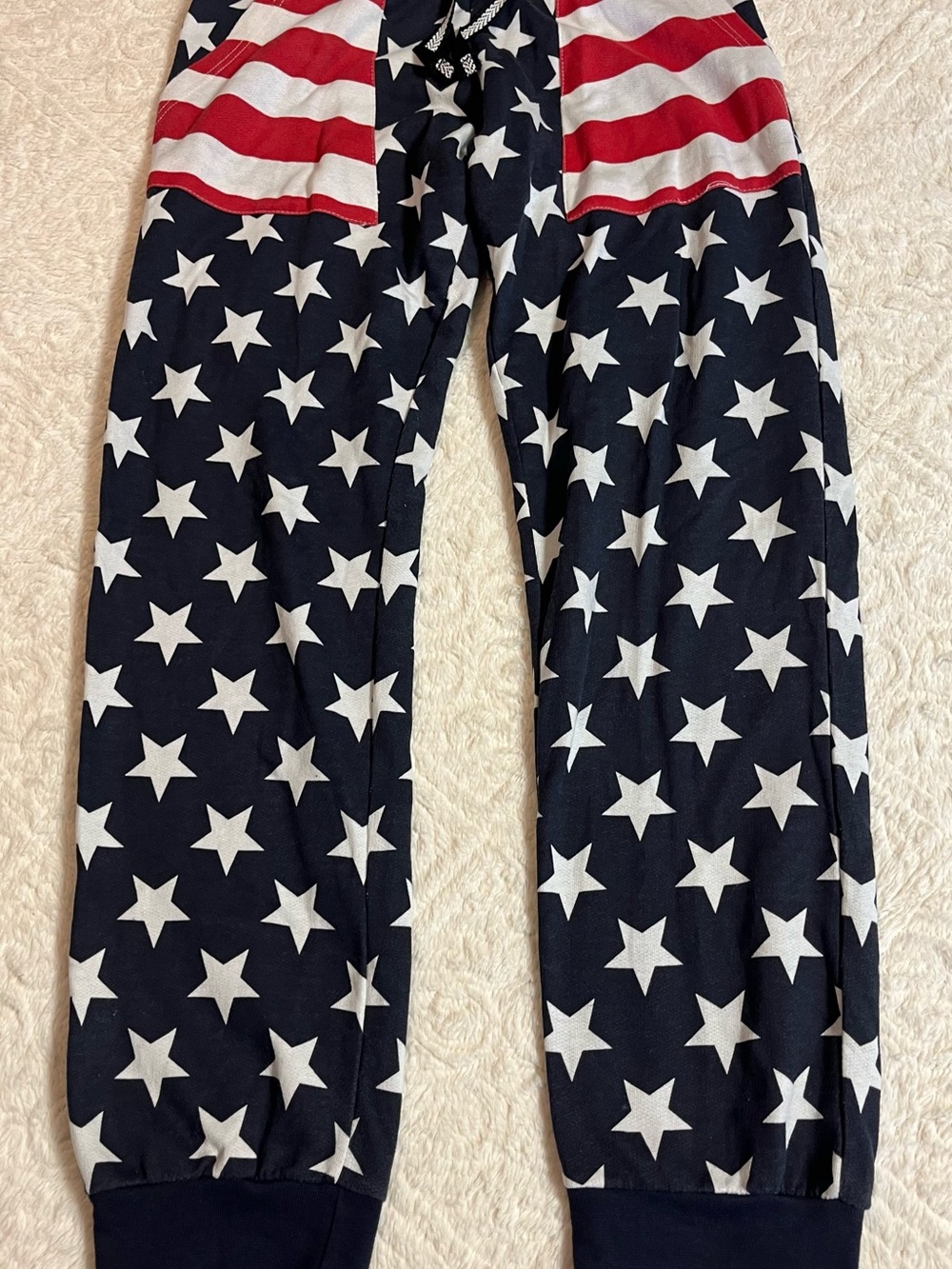 Bobbie Brooks Navy Star Jogger Pants with Red & White Waistband